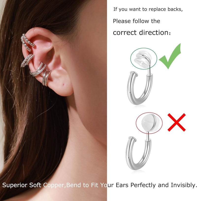 PLOMFOV Clip On Hoop Earrings for Women 14K Gold Plated Non Pierced Earrings Clip On Hoops Small No Piercing Fake Hoop Earrings 14mm - Image 4